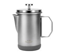 MERMOO YILAN French Press Coffee Maker Manual Milk Frother 1000ml for 4-6 Cup, Foldable Handle, Insulated Coffee Press Portable for Camping, Travel, Home Use (Silver)