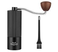 MERMOO YILAN Manual Coffee Grinder Aluminum Alloy Hand Bean Grinder 420 CNC Stainless Steel Burr Adjustable Settings Portable Coffee Burr for Home, Camping,Travel(Black）