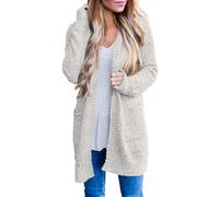 Merokeety Women's Long Sleeve Soft Chunky Knit Sweater Open Front Cardigan Outwear with Pockets