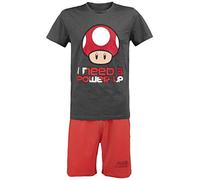 Meroncourt Men's Nintendo Super Mario Bros. I Need A Power Up Pyjama Set, Black, Large