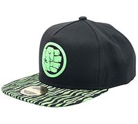 Meroncourt Unisex Marvel Comics Incredible Hulk Fist Smash Rubber Patch Snapback Baseball Cap with Animal Print Brim, One Size, Black/Green (Sb130404Mar) Baseball Cap, Black, One Size