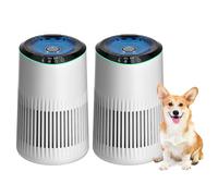 MERONTE Air Purifier for Bedroom Home with Sleep Mode for Smoke Pet Dander Odors, Small Air Purifier with Fragrance Sponge, Blue Ambient Light, 23dB Quiet, 1 Type 2 Pack White