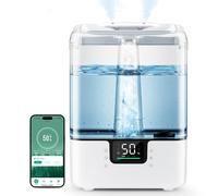 MERONTE Smart Humidifiers for Bedroom Large Room Home, 6L Cool Mist Top Fill Humidifier, White, 1 Pack + 7 Color NightLight