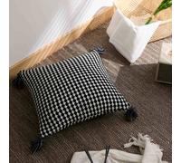 MEROPE, Acrylic Knit/Waffle Cushion Cover, 50x50cm, black/white, 1pack