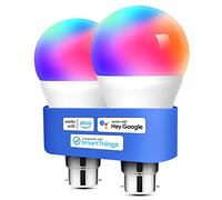 meross Alexa Light Bulbs WiFi Smart Bulbs B22 Bayonet [2 Pack] Compatible with Echo Alexa Google Home Dimmable Warm Light and Multicolor 810Lumens 60W