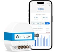Meross Matter Smart Light Switch with Energy Monitor, Wireless Relay WiFi Switch Works with Alexa/HomeKit/Google Home, Smart Switch Module Voice & Remote Control, Neutral Wire Required