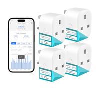 Meross MSS305 Mini Smart Plug with Energy Monitoring 4-Pack | WiFi Plug Compatible with Alexa, Google Home and SmartThings, Remote Control Timer Socket, No Hub Required, 13A