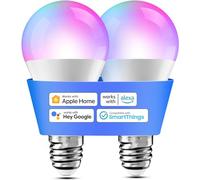 Meross Smart Bulb E27, Dimmable Multicolor LED Light, 2 Packs | Alexa Light Bulb, Works with Apple Homekit, Alexa, Google Home,Voice Control Bulb 9W (60W Equivalent), RGB