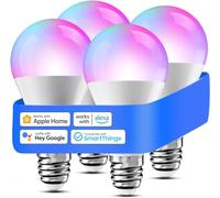 Meross Smart Bulb E27, Dimmable Multicolor LED Light, 4 Packs