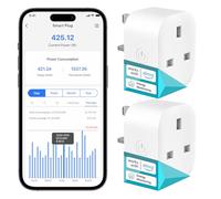 Meross Smart Plug with Energy Monitoring, Mini Smart WiFi Plug Work with Alexa, Google Home, SmartThings, Smart Socket Remote Control Timer Plug, No Hub Required, 13A, 2 Packs