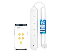Meross Smart Power Strip, 65W GaN Fast Charger, 4 Outlet + 2 USB C + 1 USB A, WiFi Plug with 2 PD Ports, Support Apple HomeKit, Alexa, Google Home and SmartThings, Voice/Remote Control, 2.4GHz Only