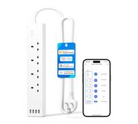 Meross Smart Power Strip, Smart Extension Lead with 20W USB Ports, Compatible with Apple HomeKit, Amazon Alexa, Google Home, and SmartThings, Timer and Voice/Remote Control, 2.4GHz WiFi