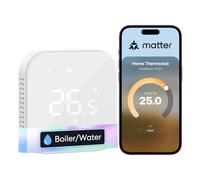 Meross Smart Thermostat for Combi Boiler & Water Underfloor Heating, Works with Matter, HomeKit, Alexa, Google and Home Assistant, WiFi Thermostat with Timer, App Control, Energy Saving, Hubless