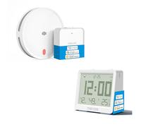 Meross Smart Wi-Fi Smoke Alarm + Smart Temperature & Humidity Sensor Bundle - Real-Time Alerts, App Control, Compatible with Matter, HomeKit, Alexa & Google Assistant