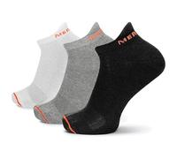 Merrell Adult's Cushioned Cotton Socks-3 Pair Pack-Unisex Breathable Mesh Comfort Zones, Black/White/Gray, S/M (Men's 5-8.5 / Women's 5-9.5), Black/White/Gray, Small-Medium