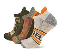 Merrell Men's and Women's Repreve Recycled Everyday Low Cut Tab Sock with Moisture Wicking and Blister Prevention 3 Pair Pack, Orange Assorted, Shoe Size: 9-11