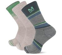 Merrell Men's and Women's Wool Everyday Hiking Crew Socks-3 & 6 Cushioned Moisture Wicking, Silver Assorted (3 Pairs), Medium-Large