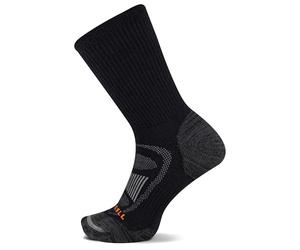 Merrell Men's and Women's Zoned Cushioned Wool Hiking Crew Socks-1 Pair Pack-Breathable Arch Support, Black, Small-Medium