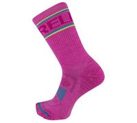 Merrell Men's and Women's Zoned Cushioned Wool Hiking Crew Socks-1 Pair Pack-Breathable Arch Support, Pink Stripe, Small-Medium