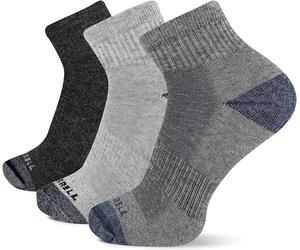 Merrell Unisex Men's and Women's Merino Wool Work Ankle Socks - 3 Pairs - Arch