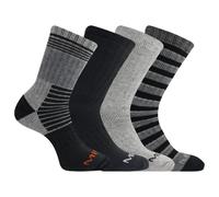 Merrell Unisex Men's and Women's Thermal Hiking Crew Socks - Unisex 4 Pair Pack - Arch Support Band and Wool Blend, Black Assorted, 9-11