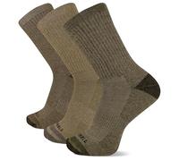 Merrell Unisex's Men's and Women's Wool Everyday Hiking Socks-3 Pairs-Cushioned Moisture Wicking Casual, Crew-Olive Assorted, Medium-Large (Pack of 3)