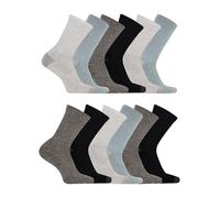 Merrell Unisex Adult Cushioned Midweight Crew Socks - 4, 8, 12 Pairs - Moisture Wicking, Gray (12 Pairs), Small-Medium