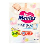 MERRIES Japanese Diapers, S, 4-8 kg, 62+4 pcs.