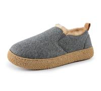 MERRIMAC Women's Faux Felt Slippers Closed-back Warm Comfy Non-slip Memory Foam Indoor House Shoes with Elastic Gores Ash Grey, 5-6 UK