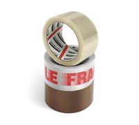 Merrimen Strong Heavy Duty Mixed Roll Pack Packaging Tape, Secure Sticky Sealing Tape for Parcel Boxes, Moving Boxes, Large Postal Bags for Long Term Storage, (48MM x 66M) (3 rolls, Mixed)