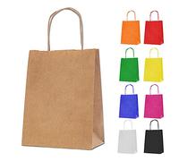 MERRIMEN 30 Kraft Paper Bags for Gifts, Food & Sweets | Strong Sustainable Carrier Bags with Twisted Handles | Ideal Goody Bag for Kid Parties, Christmas, Wedding, Hen Do - 18 X 22 X 8cm (Brown)