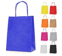 MERRIMEN 30 Kraft Paper Bags for Gifts & Sweets | Strong Sustainable Carrier Bags with Twisted Handles | Ideal Goody Bag for Kid Parties, Christmas, Wedding, Hen Do - 18 X 22 X 8cm (Dark Blue)