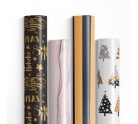 MERRIMEN 4 x 2m Christmas Wrapping Paper roll - Perfect for Birthday, Festival, Party or Gift and Festive Decoration | Quality Festive Designed | Eco-Friendly, Recyclable (Style 7)(8m total)