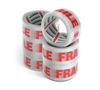 Merrimen Strong Heavy Duty Roll Pack Fragile Packaging Tape, Secure Sticky Sealing Tape for Parcel Boxes, Moving Boxes, Large Postal Bags for Long Term Storage, (48MM x 66M) (6 rolls, Fragile)