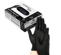 Merrimen Black Nitrile Disposable Gloves Powder, Latex Free, Durable Synthetic Rubber, Protective Gloves , Medium, 100Pk