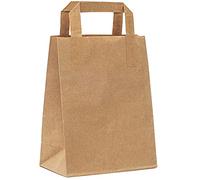 Merrimen Medium Brown Paper Bags with Handles - 50 Pack I Kraft Paper Bag, Size - H25 × W22 × D11cm