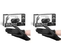 Merrimen Nitrile Gloves - BLACK | Disposable - Box of 100 | Extra Large Ambidextrous Nitrile Gloves | Latex & Powder Free | For Safe Hands Against Allergies (Pack of 2)
