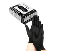 Merrimen Nitrile Gloves - BLACK | Disposable - Box of 100 | Large Ambidextrous Nitrile Gloves | Latex & Powder Free | For Safe Hands Against Allergies