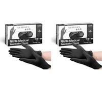 Merrimen Nitrile Gloves - BLACK | Disposable - Box of 100 | Large Ambidextrous Nitrile Gloves | Latex & Powder Free | For Safe Hands Against Allergies (Pack of 2)