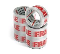 Merrimen Strong Heavy Duty Roll Pack Fragile Packaging Tape, Secure Sticky Sealing Tape for Parcel Boxes, Moving Boxes, Large Postal Bags for Long Term Storage, (48MM x 66M) (6 rolls, Fragile)