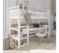 merritt wooden bunk bed without mattress and ladders in white