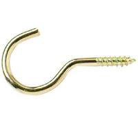 Merriway® BH00162 50mm/ 2-inch Unshouldered Electro Brassed Cup Hooks (Pack of 20)