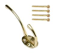 Merriway BH00180 Solid Brass Hat and Coat Hook - Overall Length 130mm