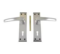 Merriway BH00359 Aluminium Door Handle Lock Set with Black Trim, Grey, 40 x 150mm