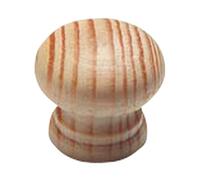Merriway BH00414 (10 Pcs) Unlacquered Pine Wooden Cupboard Door/Drawer Knobs Drilled for Woodscrew Dowel Screw, 25 mm (1 Inch) - Pack of 10 Pieces