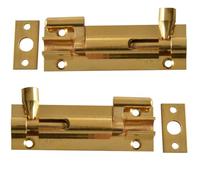 Merriway® BH00768 (2 Pcs) Cranked Swan Neck Surface Slide Door Bolt, 50 mm (2 inch) Brass - Pack of 2 Pieces