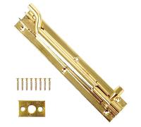 Merriway® BH00769 Cranked Swan Neck Surface Slide Door Bolt, 150 mm (6 inch) - Brass