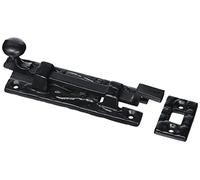 Merriway® BH00771 Antique Cranked Swan Neck Surface Slide Door Bolt, 100 mm (4 inch) - Black