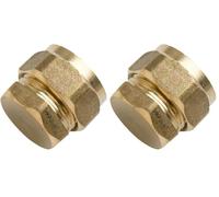 Merriway® BH01543 Brass Compression Fittings Stop End, 15mm (Pack of 2)