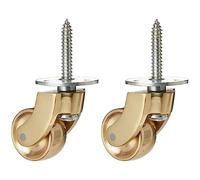 Merriway® BH01574 Brass Castor Caster Wheel, Screw In Type - Polished Solid Brass, 30mm Wheel (Pack of 2)
